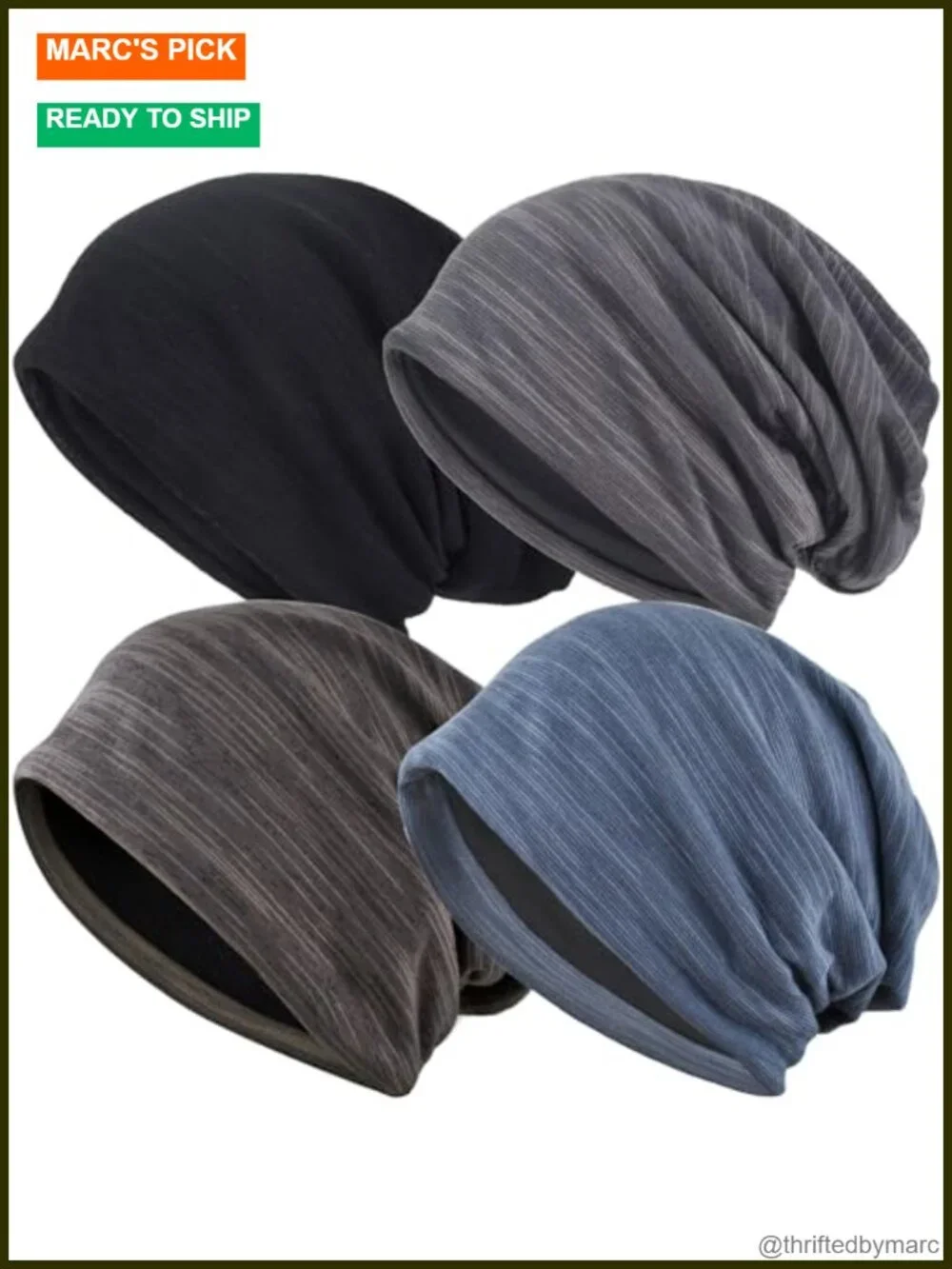 Cotton Blend Slouchy Beanie - Oversize Skull Cap, Sleep & Chemo Hat